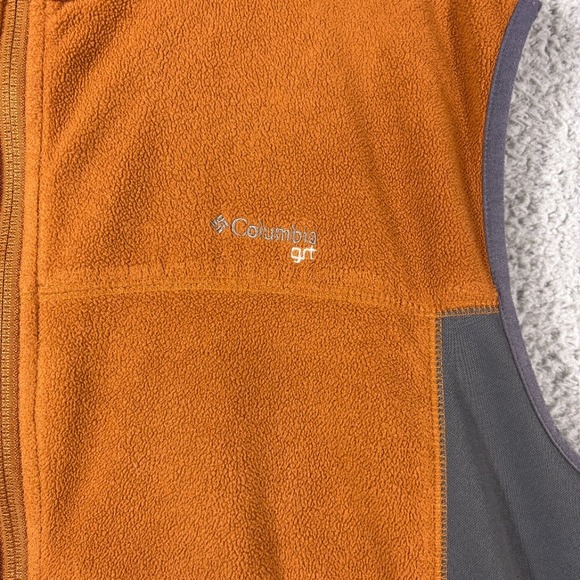 Columbia GRT Fleece Vest Full Zip Pockets Sleeveless Orange Gray Men's L - Picture 3 of 9